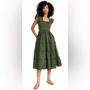Hill House Home The Ellie Nap Dress in Leaf Green Cotton, XS